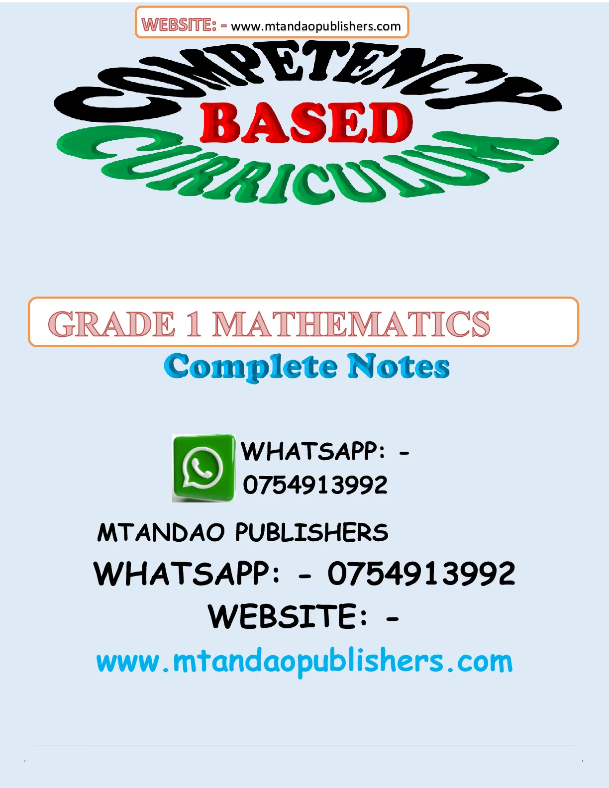 G1 Mathematics Rationalized Notes — Page 1 Sample