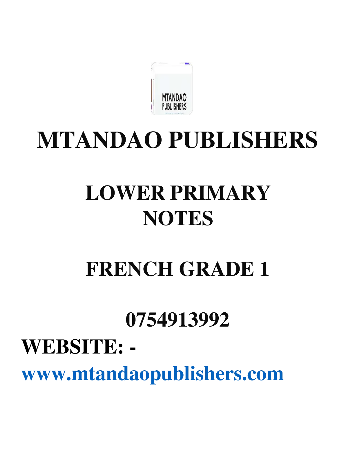 Grade 1 French Notes Compressed — Page 1 Sample