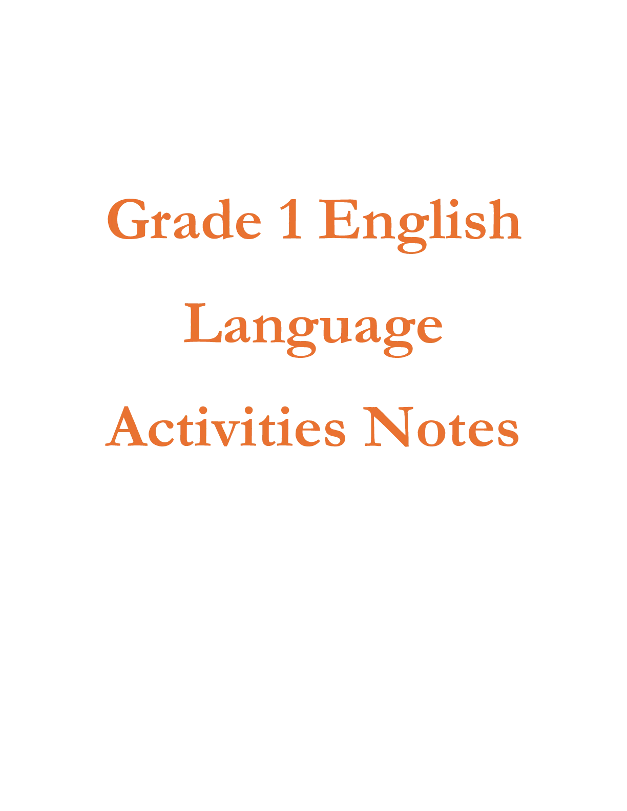 Grade 1 Rationalized English Language Notes Complete for Term 1 2 And — Page 1 Sample