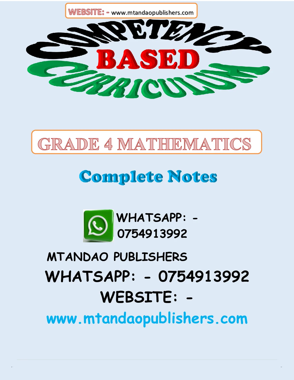 Grade 4 Mathematics — Page 1 Sample