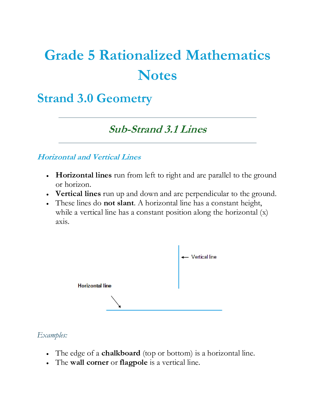 Grade 5 Rationalized Mathematics Strand 3 Geometry Notes — Page 1 Sample