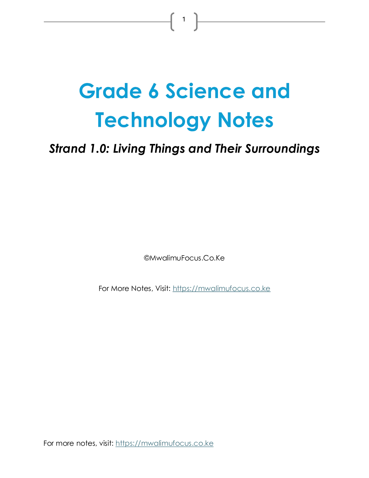 Grade 6 Rationalized Science and Technology Strand 1 Living Things and Their Surroundings Notes — Page 1 Sample