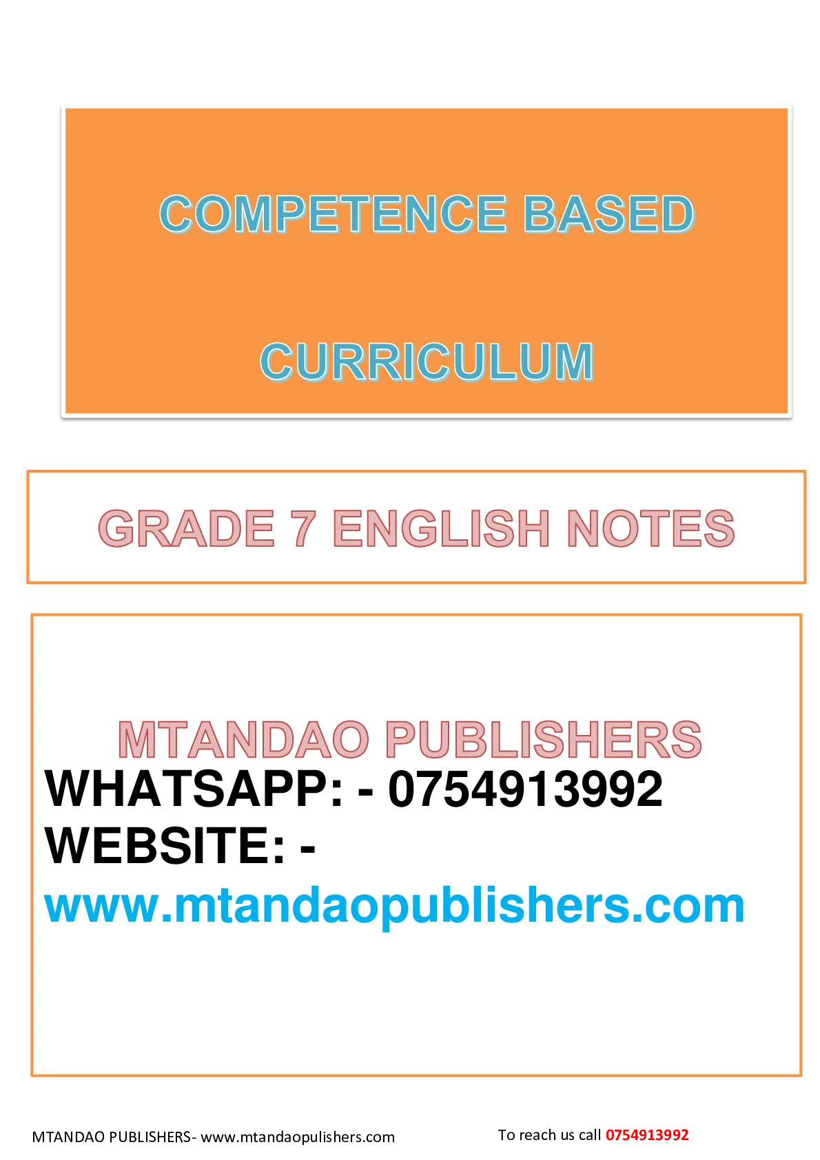 G7 English Notes — Page 1 Sample