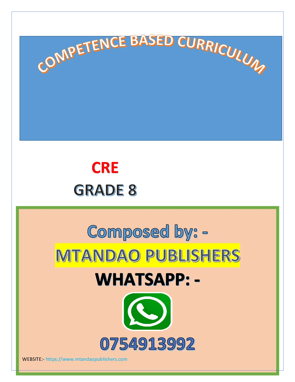 CRE Grade 8 — Page 1 Sample