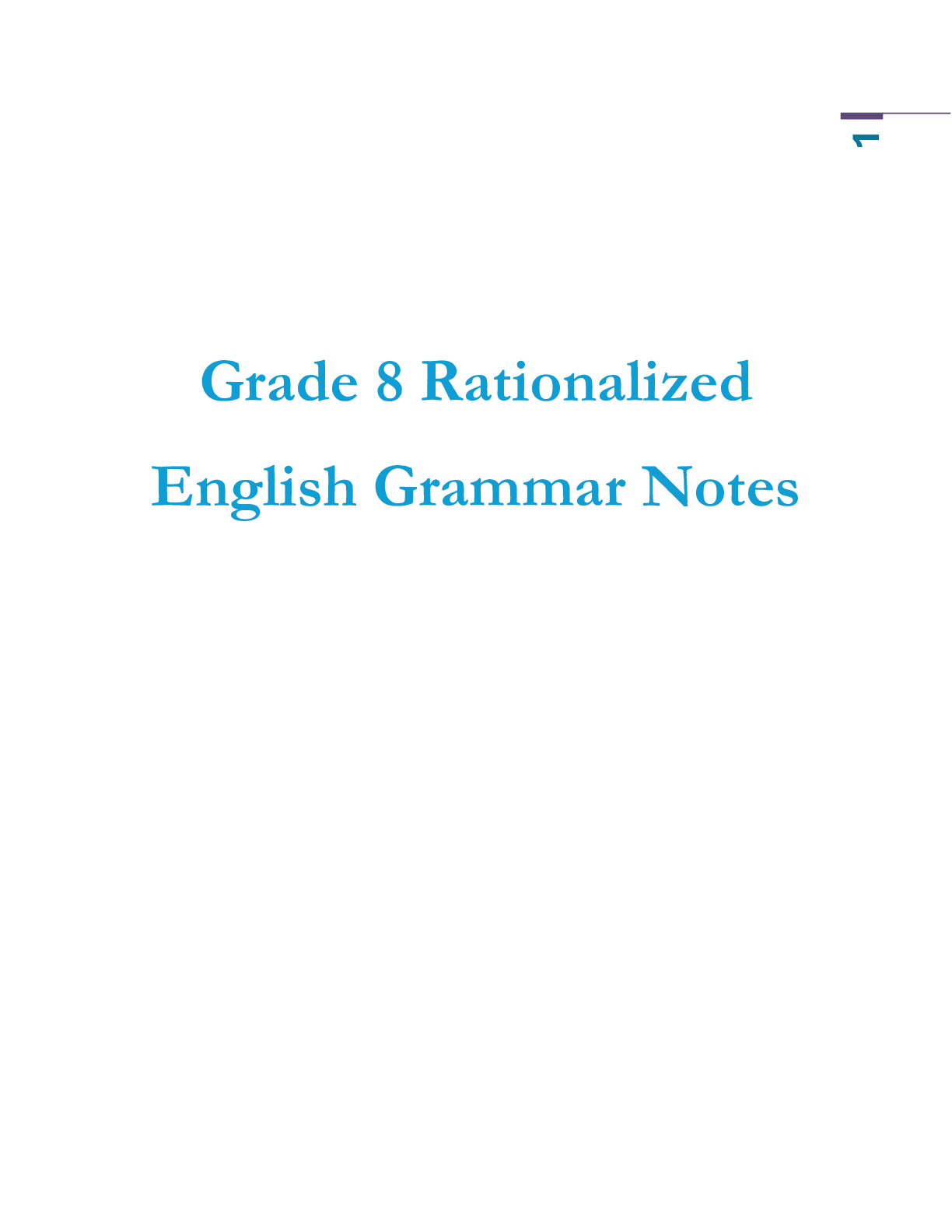 Grade 8 Rationalized English Grammar Notes for Term 1 2 And — Page 1 Sample