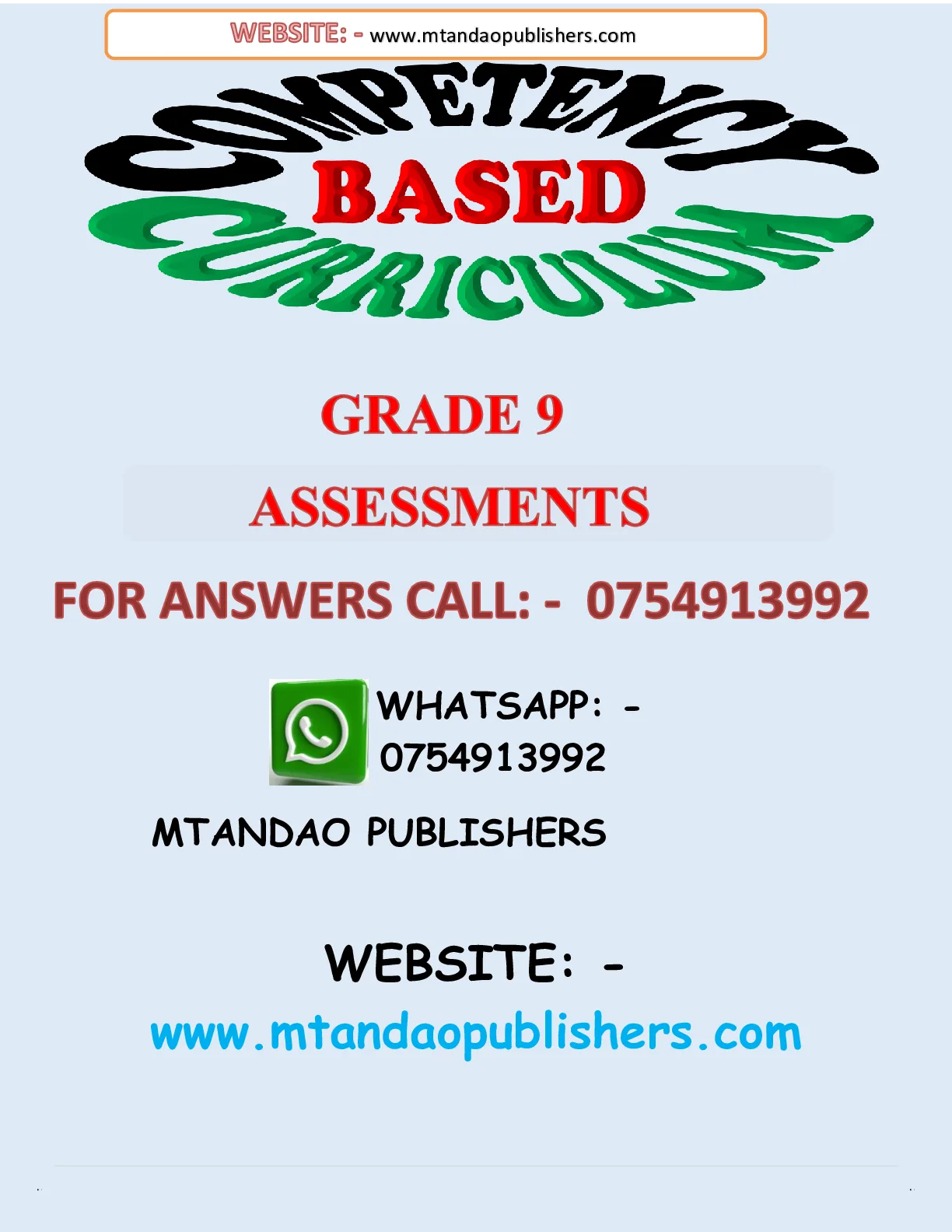 Grade 9 Term 1 Assessments — Page 1 Sample