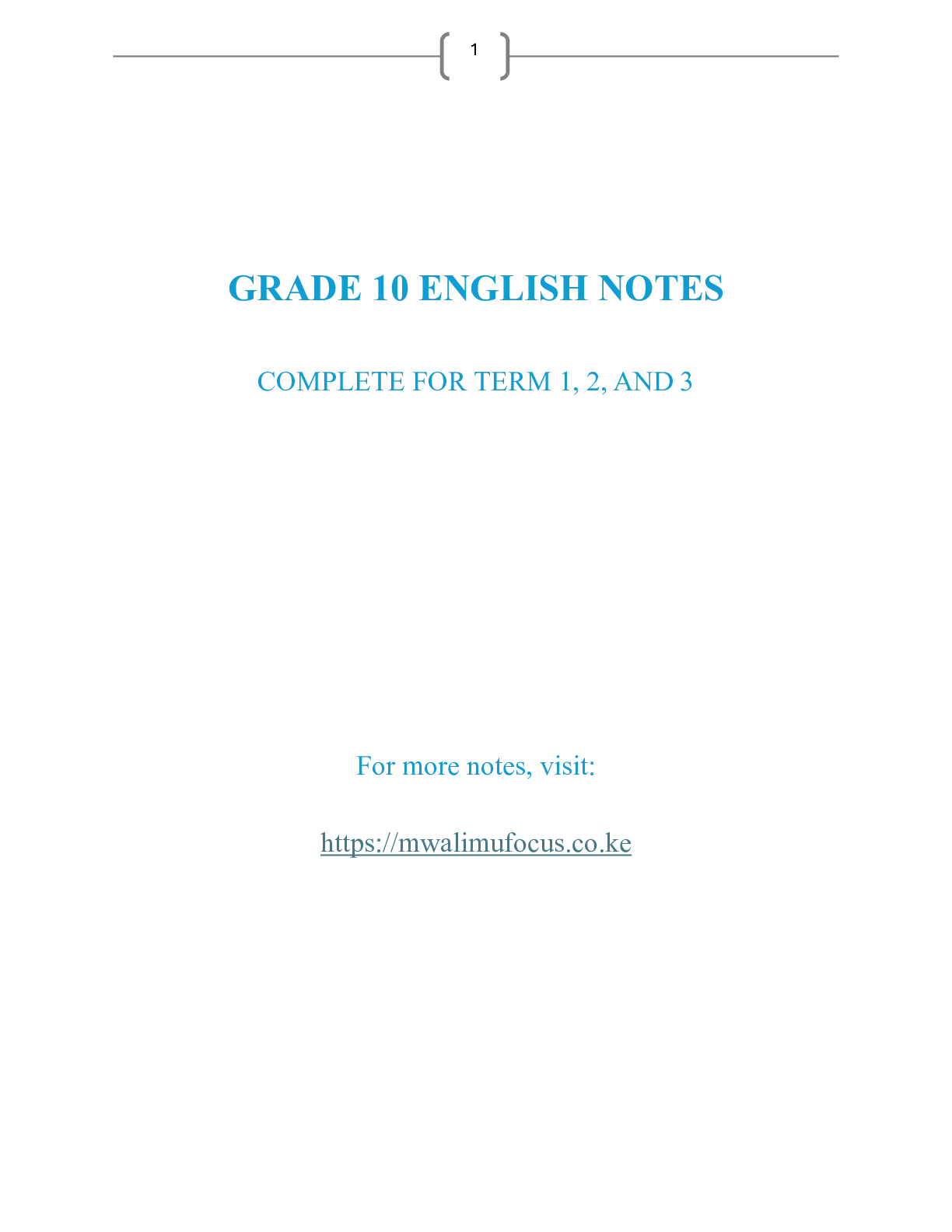 Grade 10 English Notes Term 1 2 And — Page 1 Sample