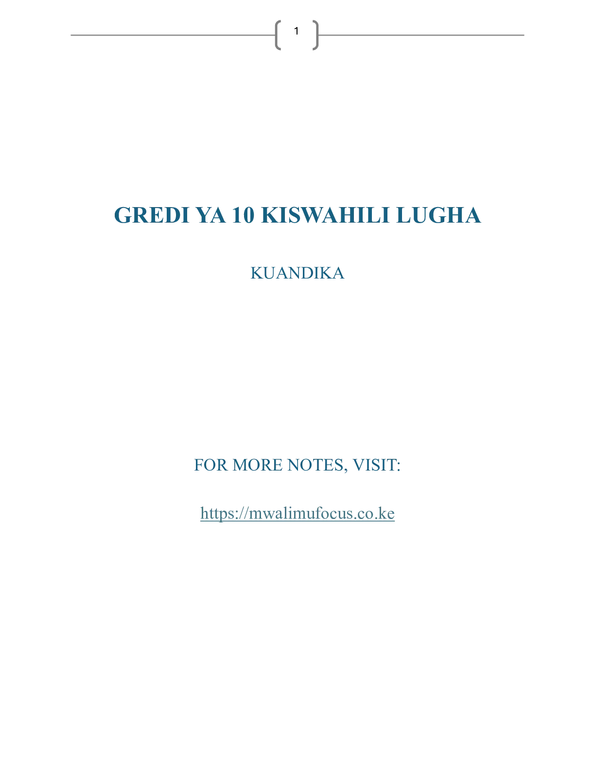 Grade 10 Kiswahili Kuandika Insha Notes — Page 1 Sample