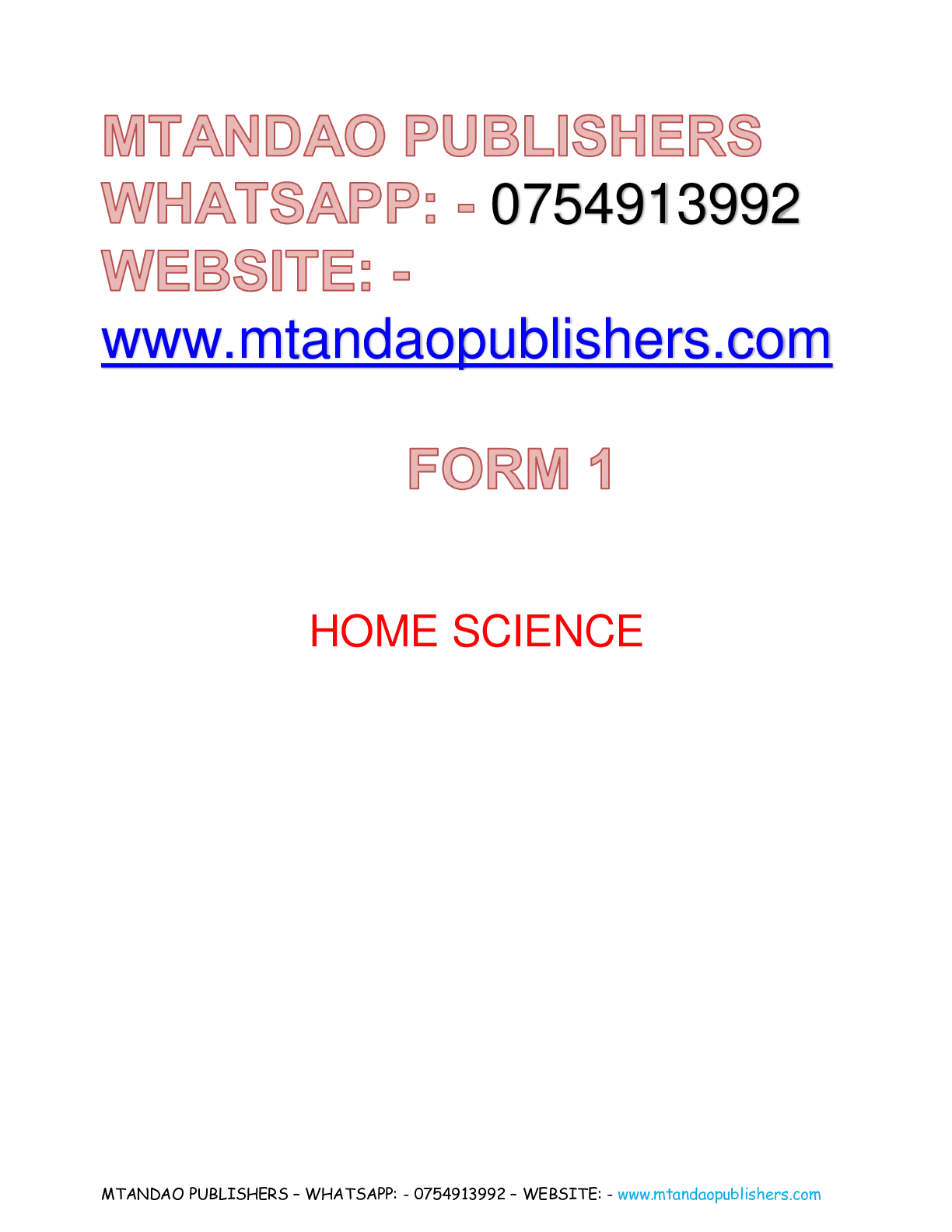 Home Science Form 1 Notes — Page 1 Sample