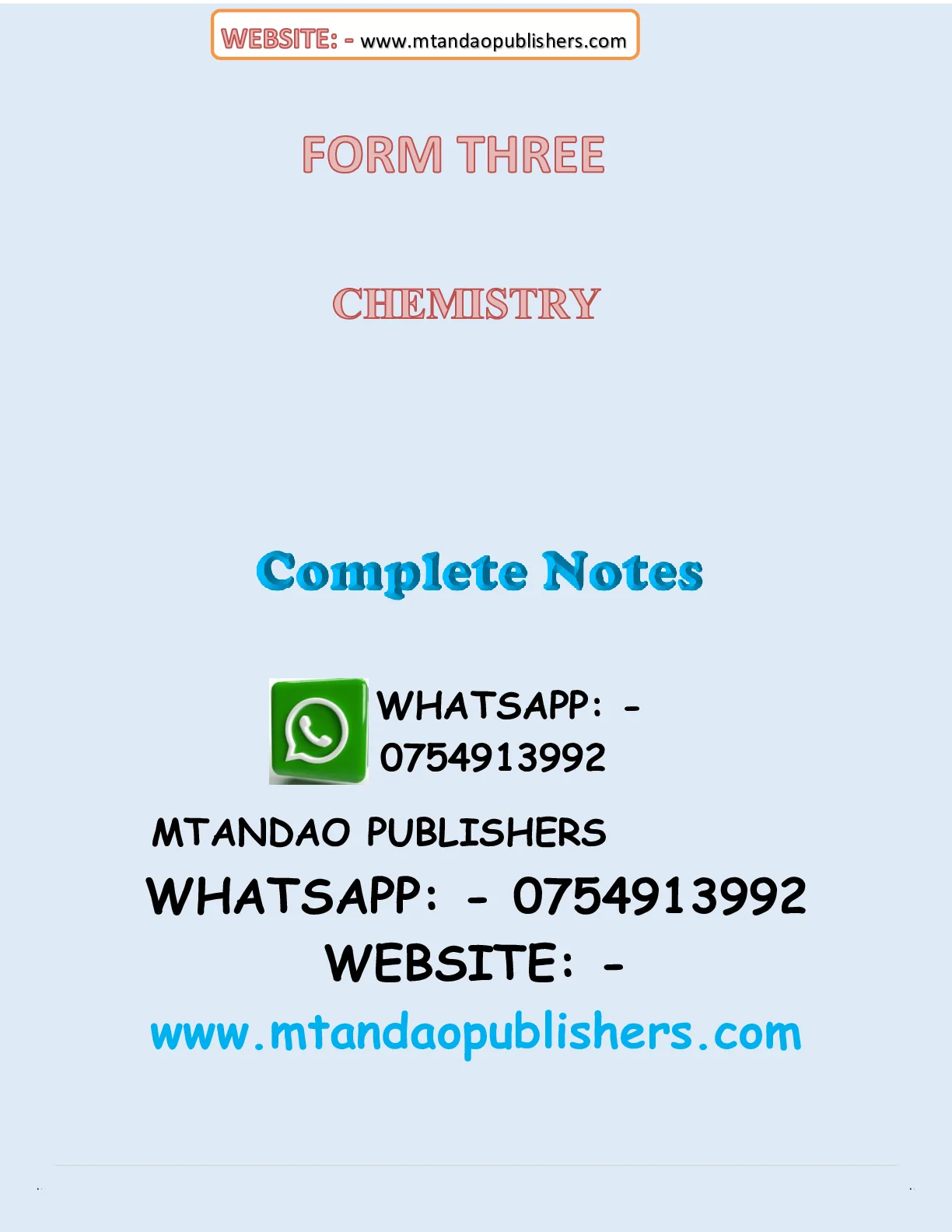 Chemistry Form 3 Notes — Page 1 Sample