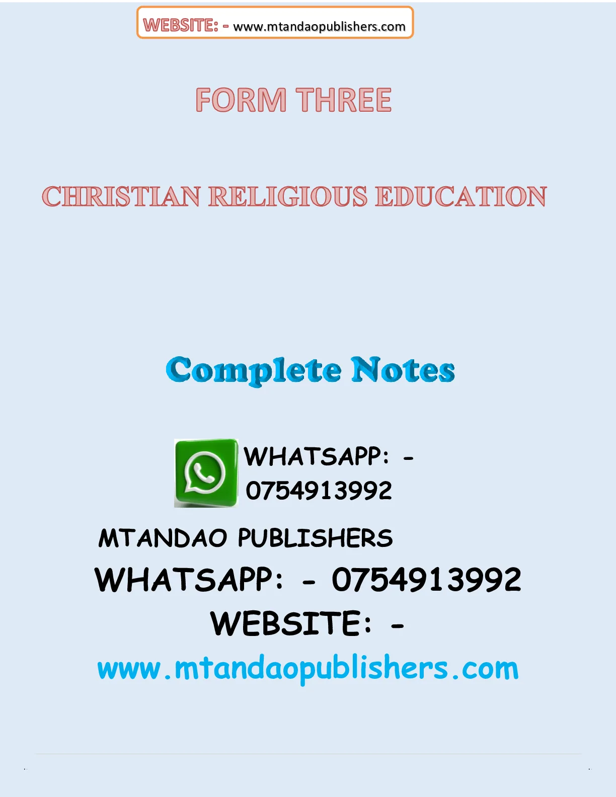 Form 3 CRE Notes — Page 1 Sample
