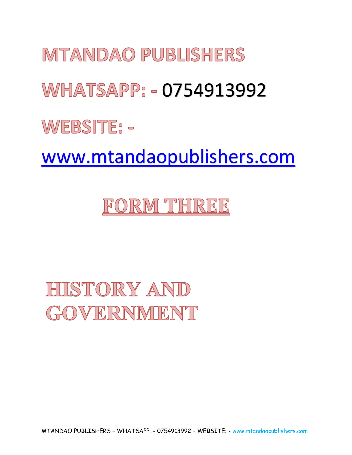 History Form 3 Notes — Page 1 Sample