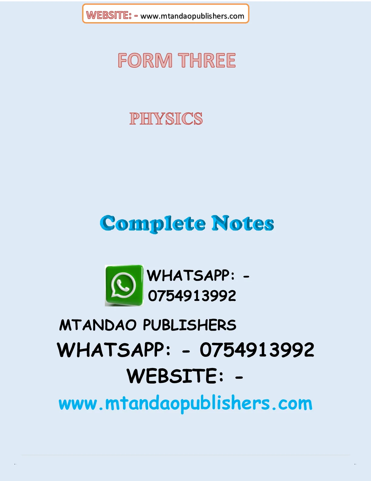 Physics Form 3 Notes — Page 1 Sample
