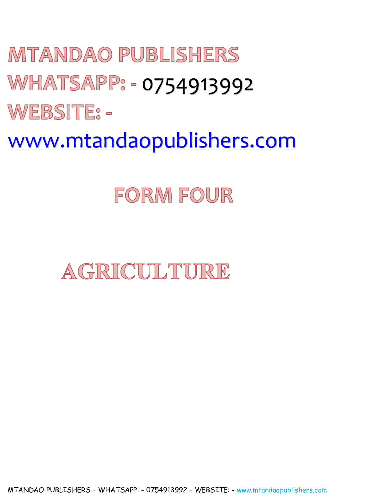 Agriculture Form 4 Notes — Page 1 Sample