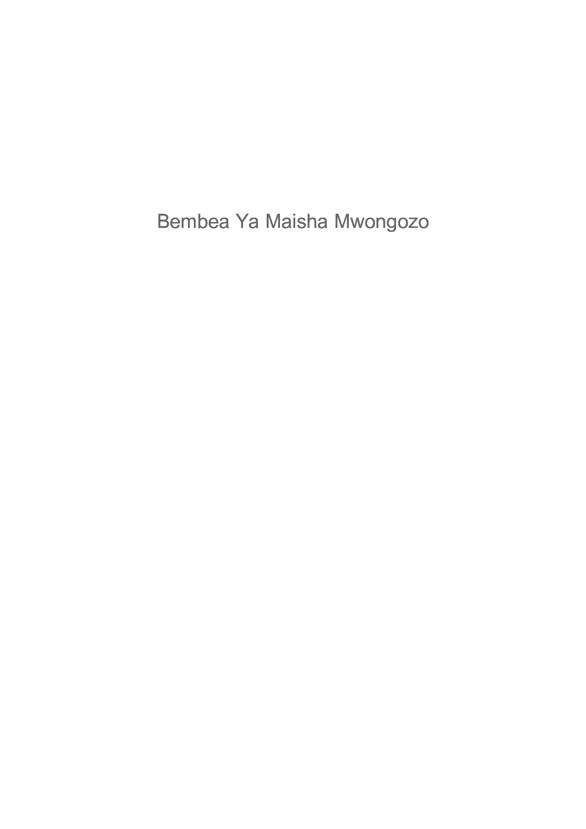 Bembea Ya Maisha Summary Notes — Page 1 Sample