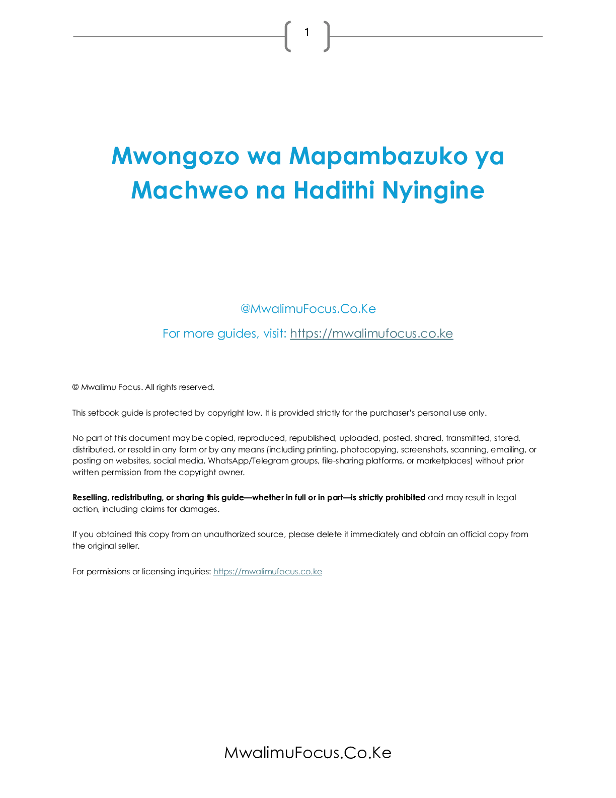 Mapambazuko Ya Machweo Summary Notes — Page 1 Sample